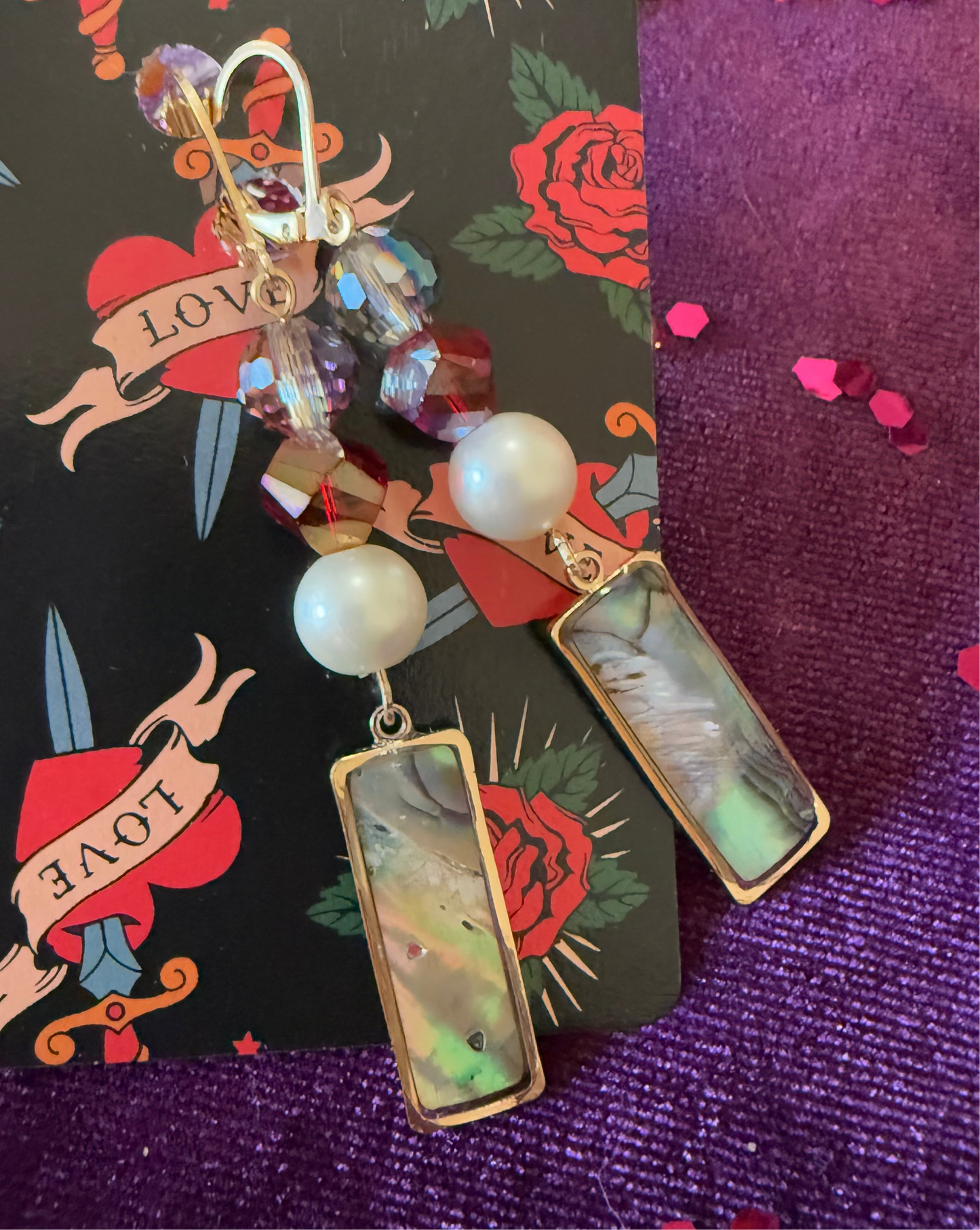 Earrings Abalone & Pearl