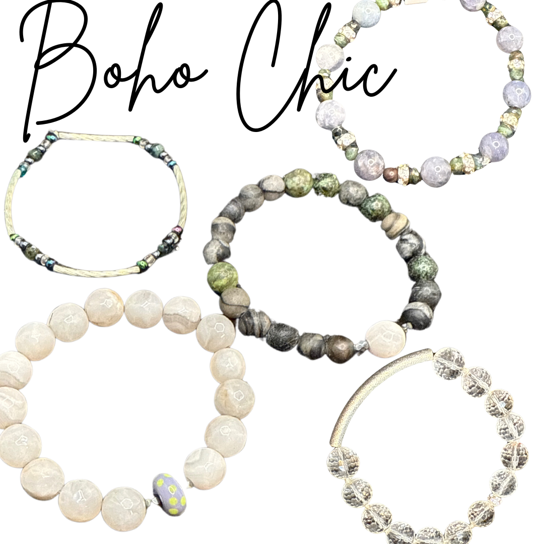 Boho Mystery Bracelet Set – 5 Handmade Stretch Bracelets