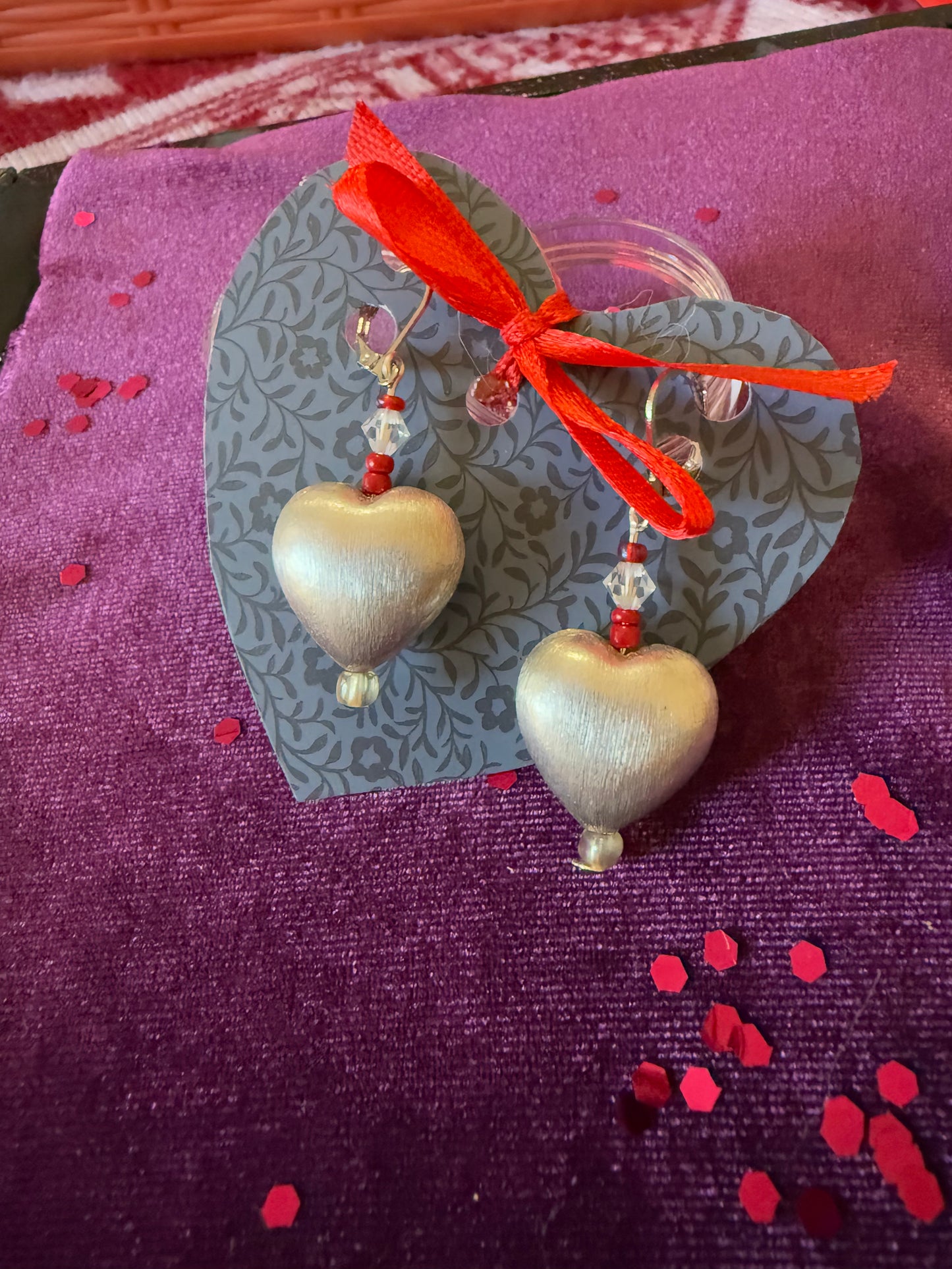 Silver Puffed Heart Earrings